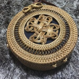 Rattan Circle Crossbody Bag
